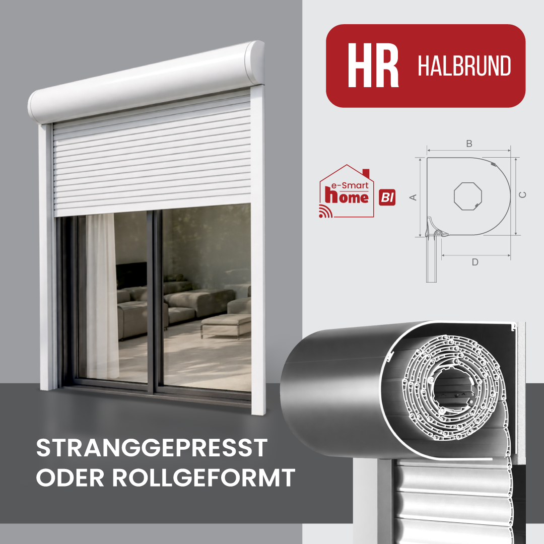 Vorbaurollladen Kastenform halbrund – Aluminium-Vorbaukasten
