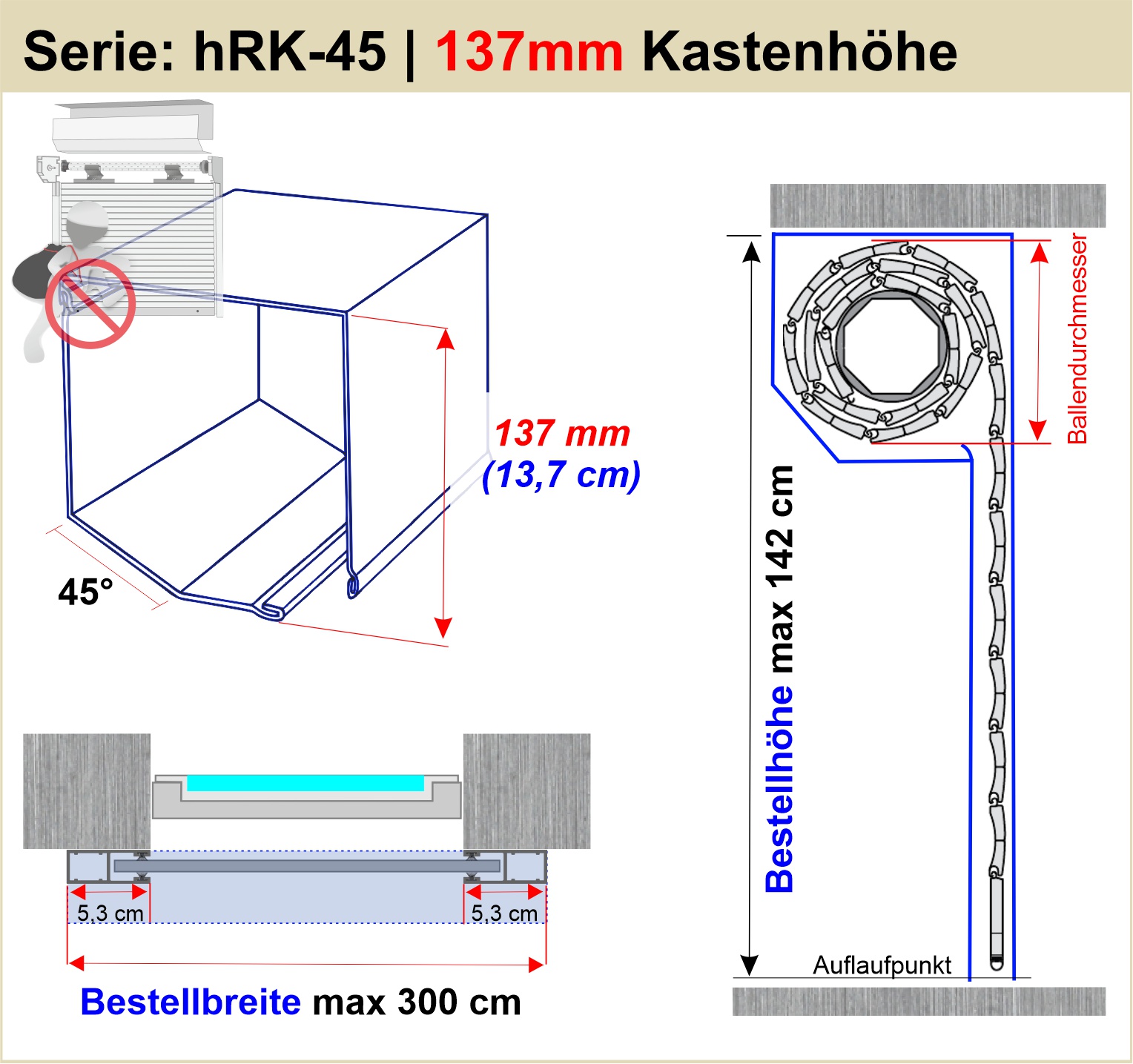 45° | 137mm Kasten